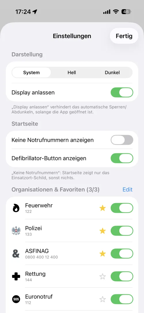 Einstellungen, Teil 1