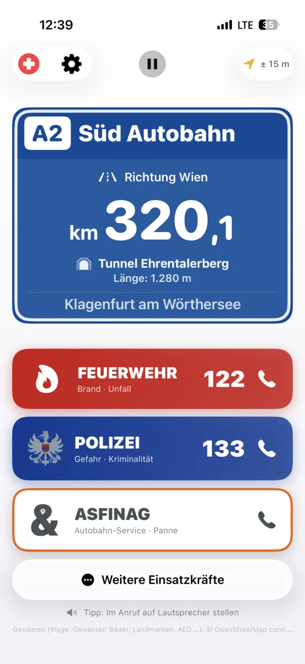 Startanzeige im Autobahntunnel